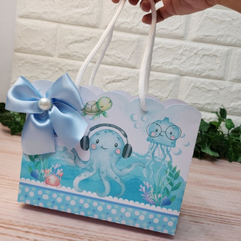Sacolinha Fundo do Mar Azul Personalizada l Sacolinha l Lembrancinha l Festa infantil l Festa Fundo do Mar Menino