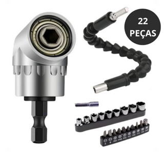 Kit Extensor Eixo Prolongador Parafusadeira Bits Ponteiras Adaptador Ângular Cabo Flexível  25cm em Oferta na Shopee