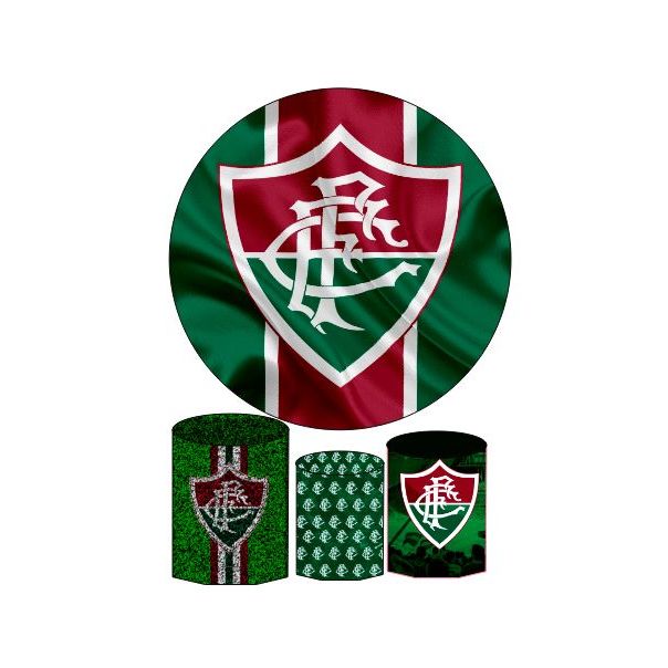 Kit Festa Painel 1,5 x 1,5 + Capa Trio Cilindros/Tema Fluminense