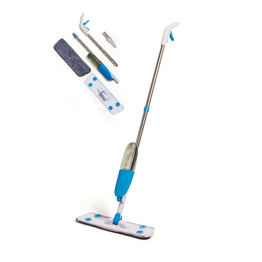 Mop Spray Rodo Com Refil e Cabo Inox + Escovão de Limpeza – K80