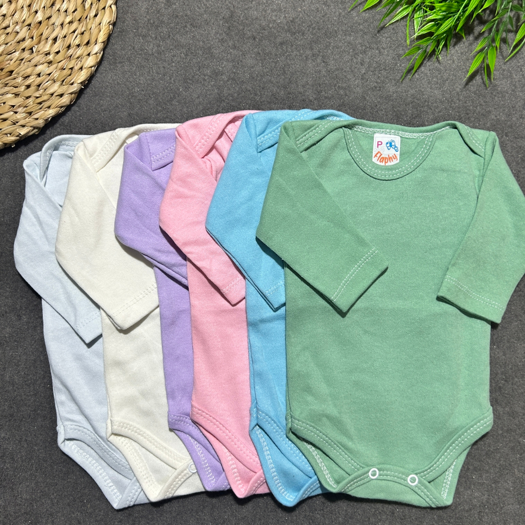 Leve kit 3 até 10 Peças body roupa de bebê liso manga longa suedine saída maternidade enxo...