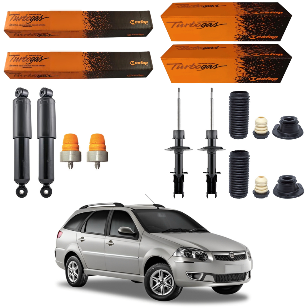 KIT 4 AMORTECEDOR PALIO WEEKEND 2001 A 2016 ORIGINAL COFAP + KITS