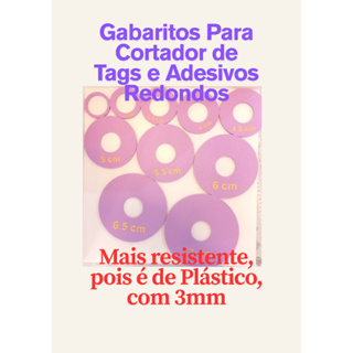 NOVO - Gabarito para Cortador de Tags e Adesivos redondos! Feito de Plástico - MAIS RESISTENTE em Oferta na Shopee