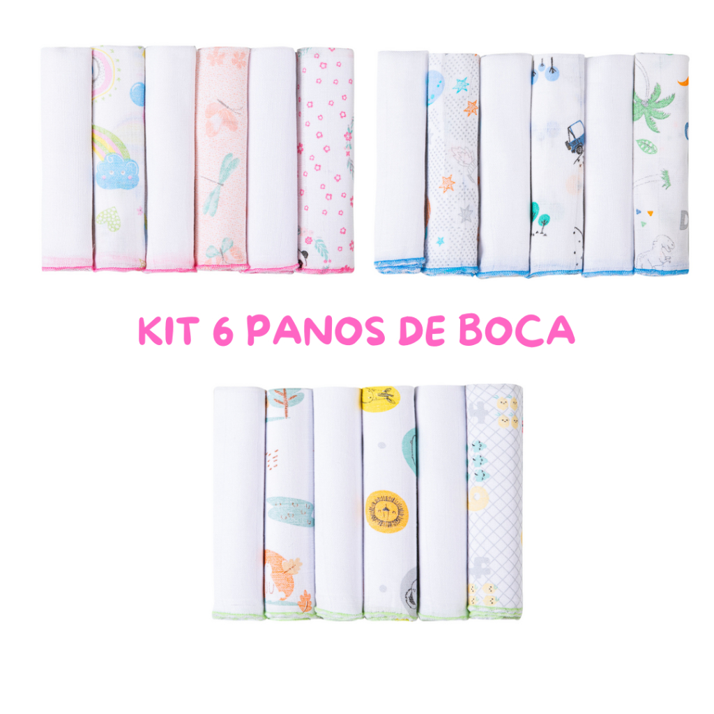 KIT 6,12 ou 18 Panos de Boca Bebê 30x30 Algodão em Oferta na Shopee