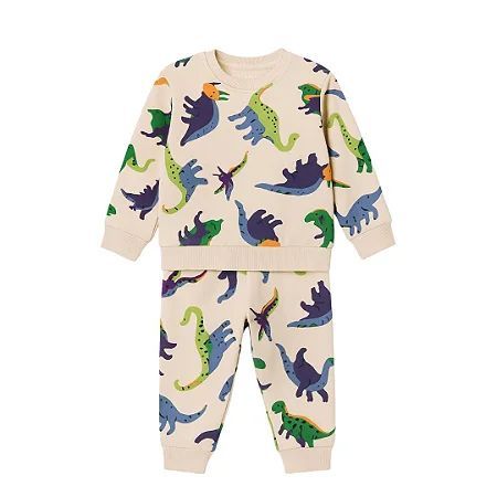 Conjunto Infantil Dinossauro Moletom Inverno Menino Roupa Frio Estampada Quentinho