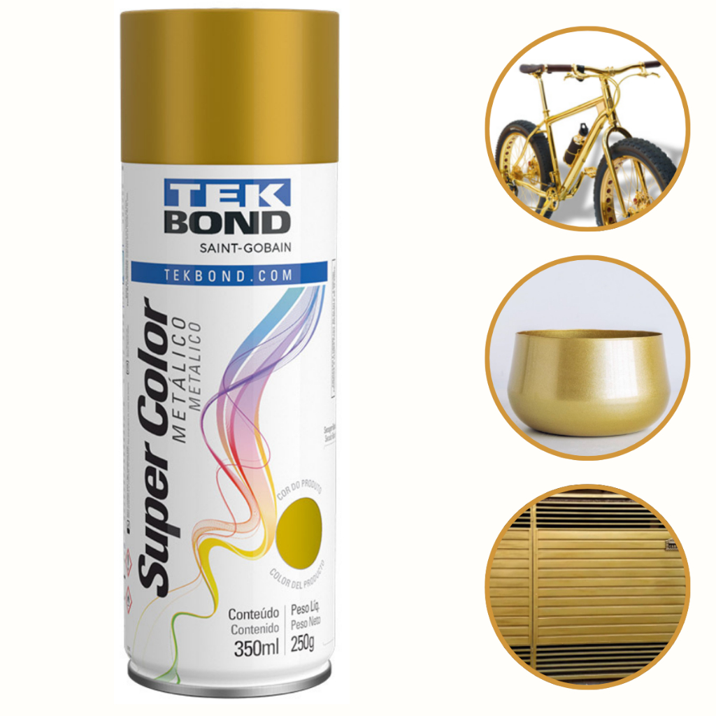 Tinta Spray Aerossol TekBond Ouro Metálico 350ml  250g em Oferta na Shopee