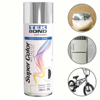 Tinta Spray Aerossol Tekbond Metálica Super Color Cromado 350ml 250g em Oferta na Shopee