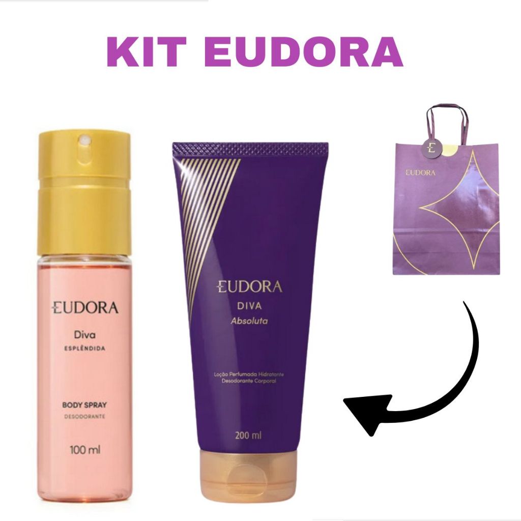 Kit Eudora Creme Hidratante Eudora Diva Absoluta 200ml +Desodorante Body Spray Diva Esplêndida 100ml