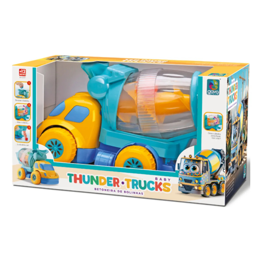 Caminhão Betoneira Baby Thunder Trucks De Bolinhas Brinquedo Infantil Gava Toys