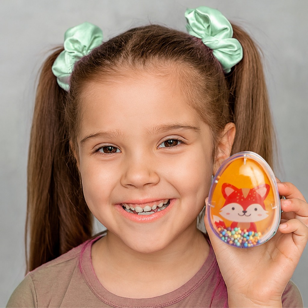 Mini Escova de Cabelo Ovo Desembaraçadora Kids Laranja Raposa