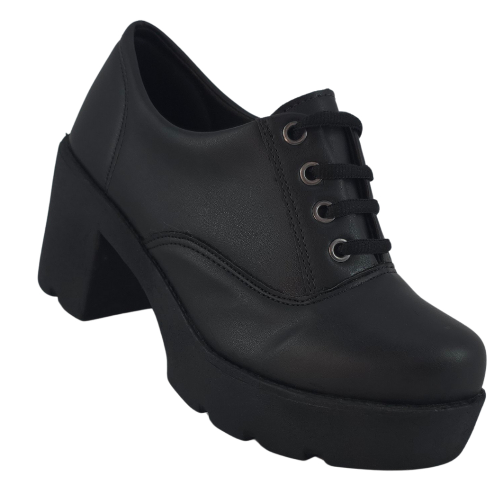 Mocassim Feminino Plataforma Salto médio Confortável Solado Sola Tratorado Sapato Mocasim Oxford