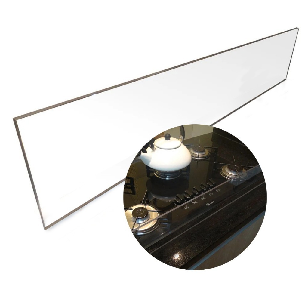 protetor de Fogão cooktop Defletor De Óleo Evita e Protege Contra Respingos 2 Bocas Acrilico 25x14,5x3cm