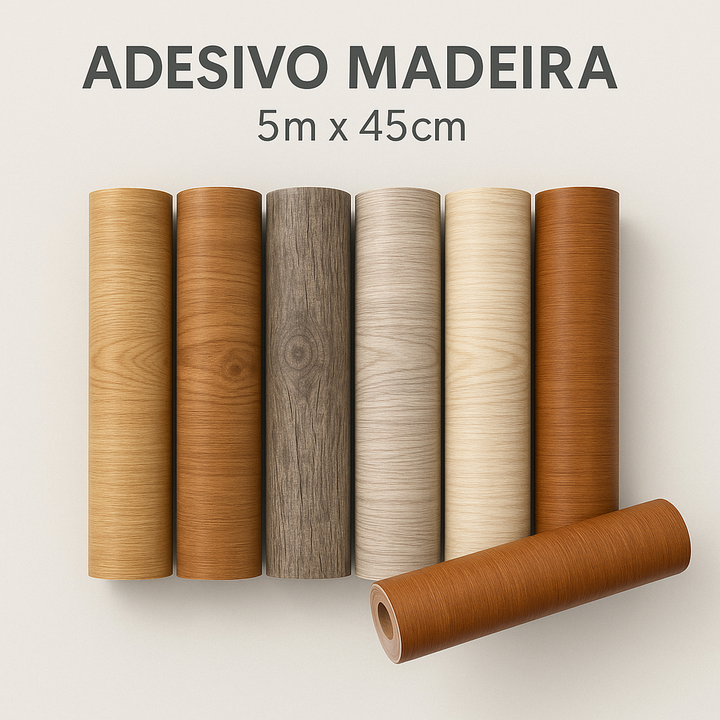 Papel de Parede Adesivo 5 metros x 45 centímetros = 2,25m² Madeira e Madeira Ripada