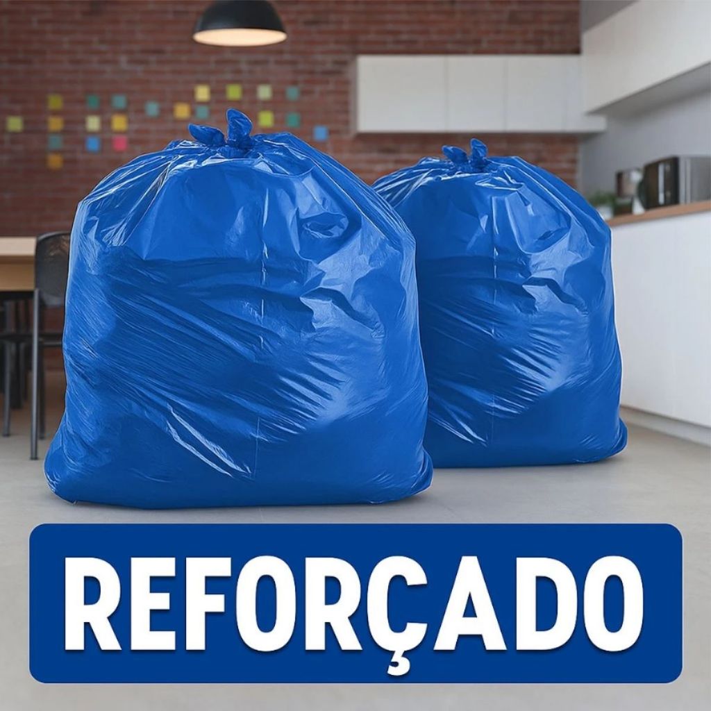 100 Un Sacos de Lixo Reforçado Azul Resistente 20-40-60-100 Litros (4 Micras) | LevoPlast - Direto da Fabrica