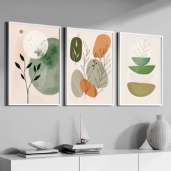 Trio Quadros Decorativos 40x60 cm Moldura Para Sala Quarto Escritório Hall