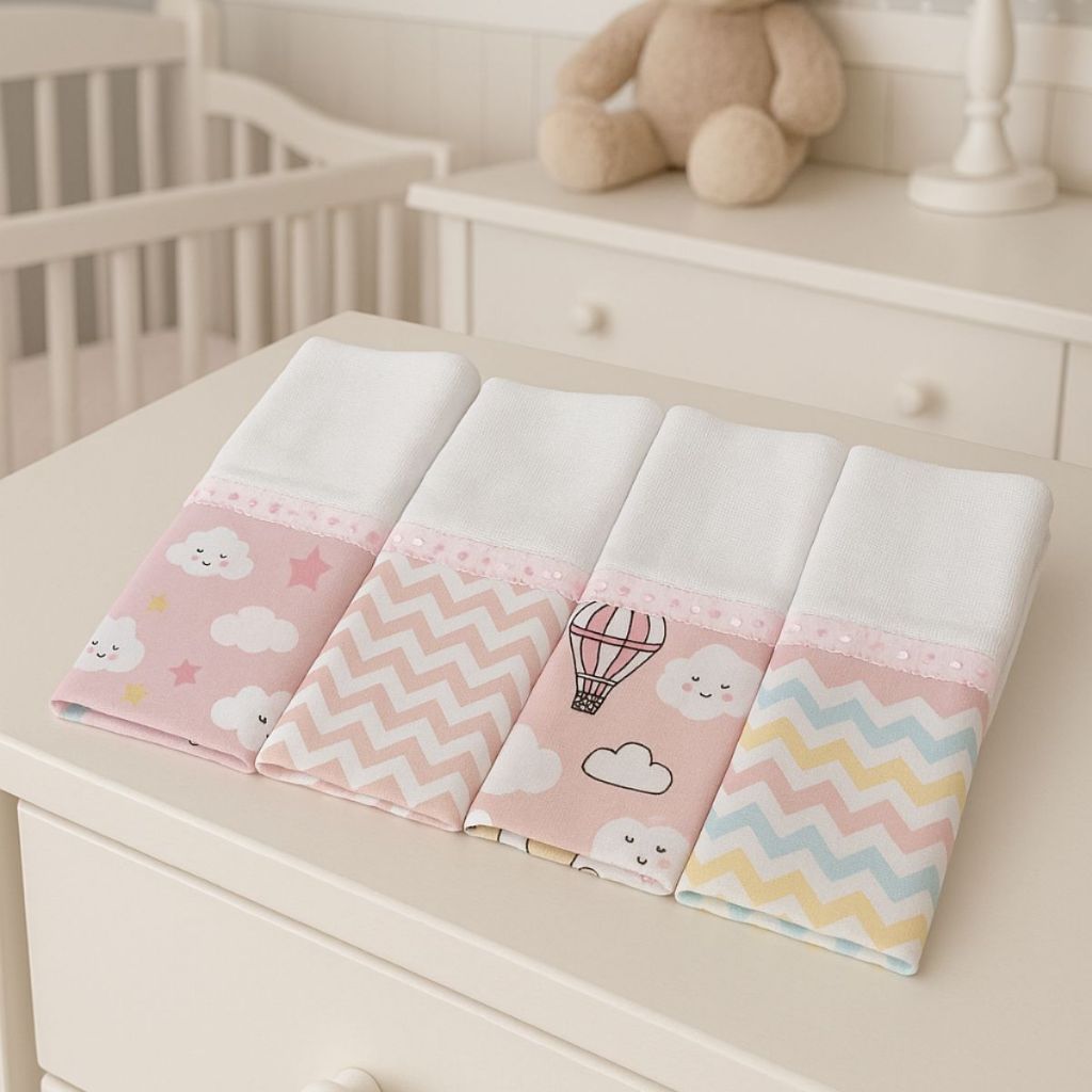 Fralda de Pano Para Bebê Toalha de Boca Pano de Boca Kit 5 Unidades Menina Menino Enxoval Rosa Azul em Oferta na Shopee