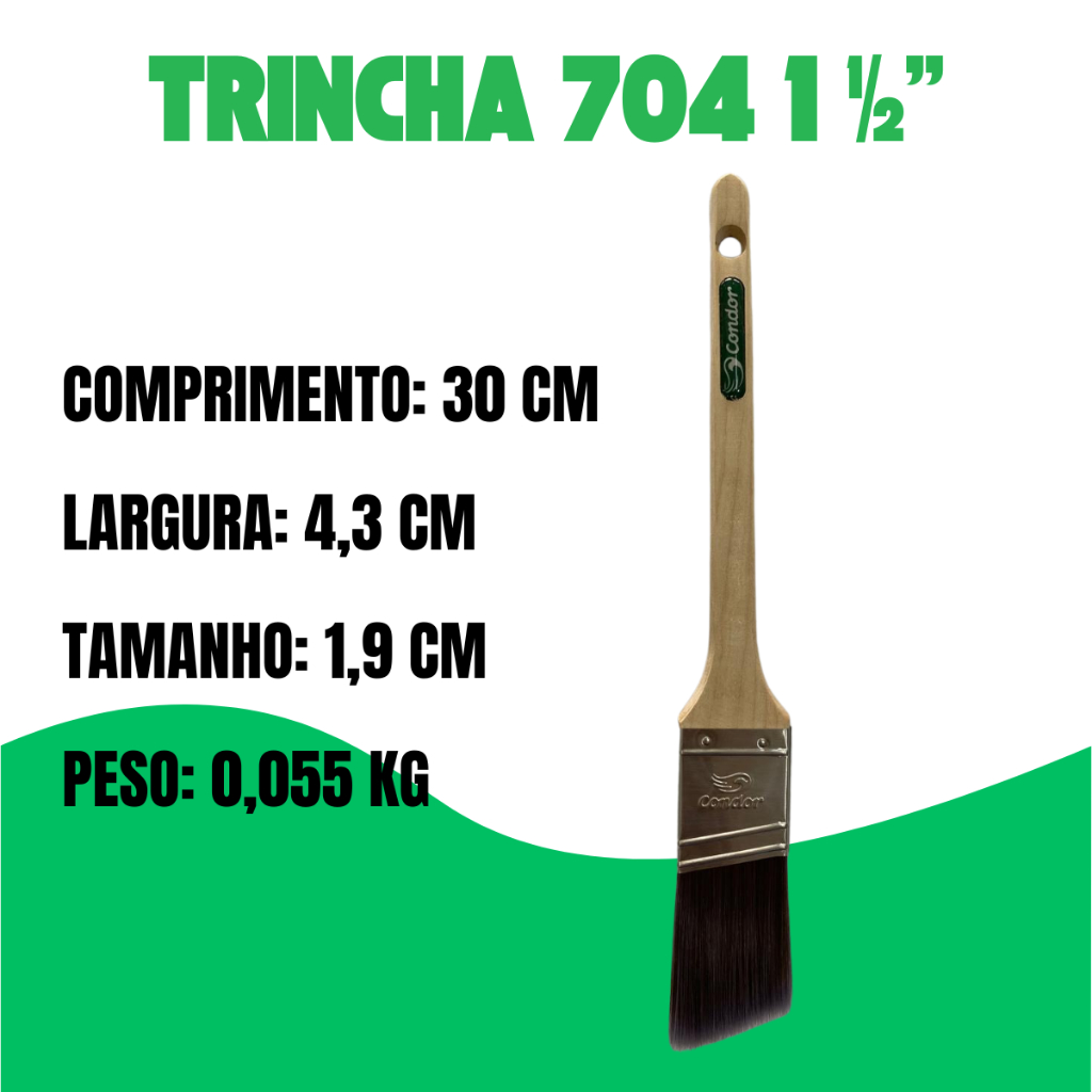 Kit 4 Trincha Angular Pincel Profissional Recorte Chanfrado 704/706 Condor — imagem 2 de 2