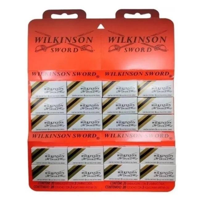 Cartela com 60 lâminas de barbear Wilkinson Sword