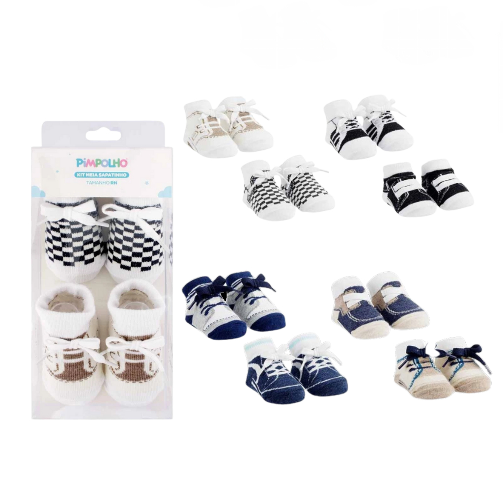 Sapatinho Tênis De Meia Bebê Festa Presente Enxoval - 2 Pçs em Oferta na Shopee