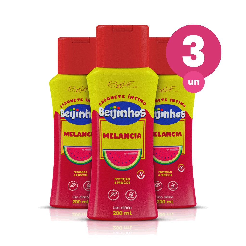 Kit 3 Sabonete Íntimo Beijinhos Proteção Melancia Controle de PH 200ml Belkit - Health
