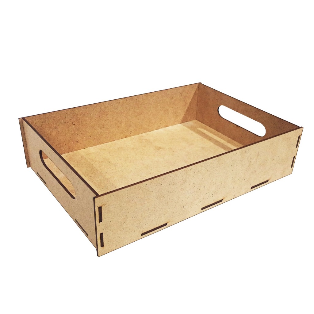 Kit Bandeja Retangular Lisa MDF Cru 30x20x7cm Artesanato Decoração Organização