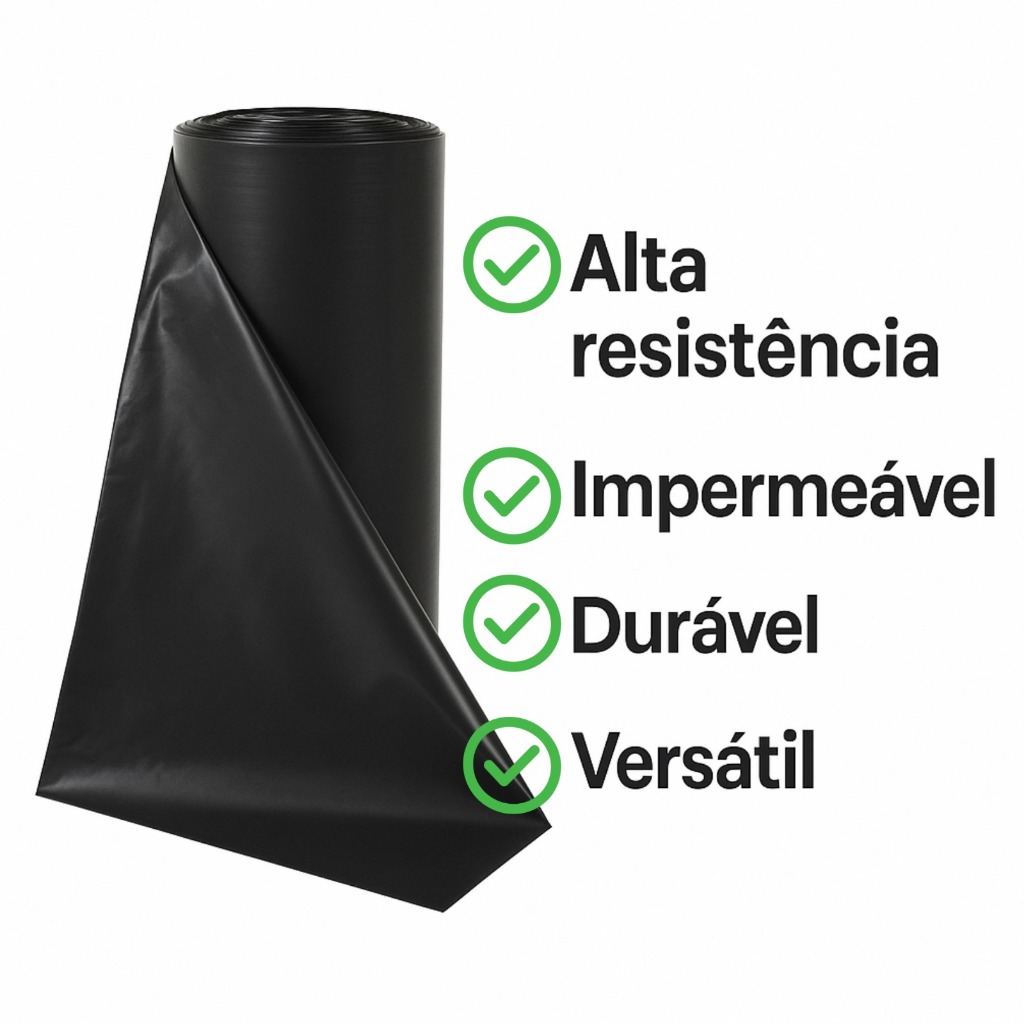 Lona Plástica Preta 4x100m 25kg 70 Micras Obras Construção