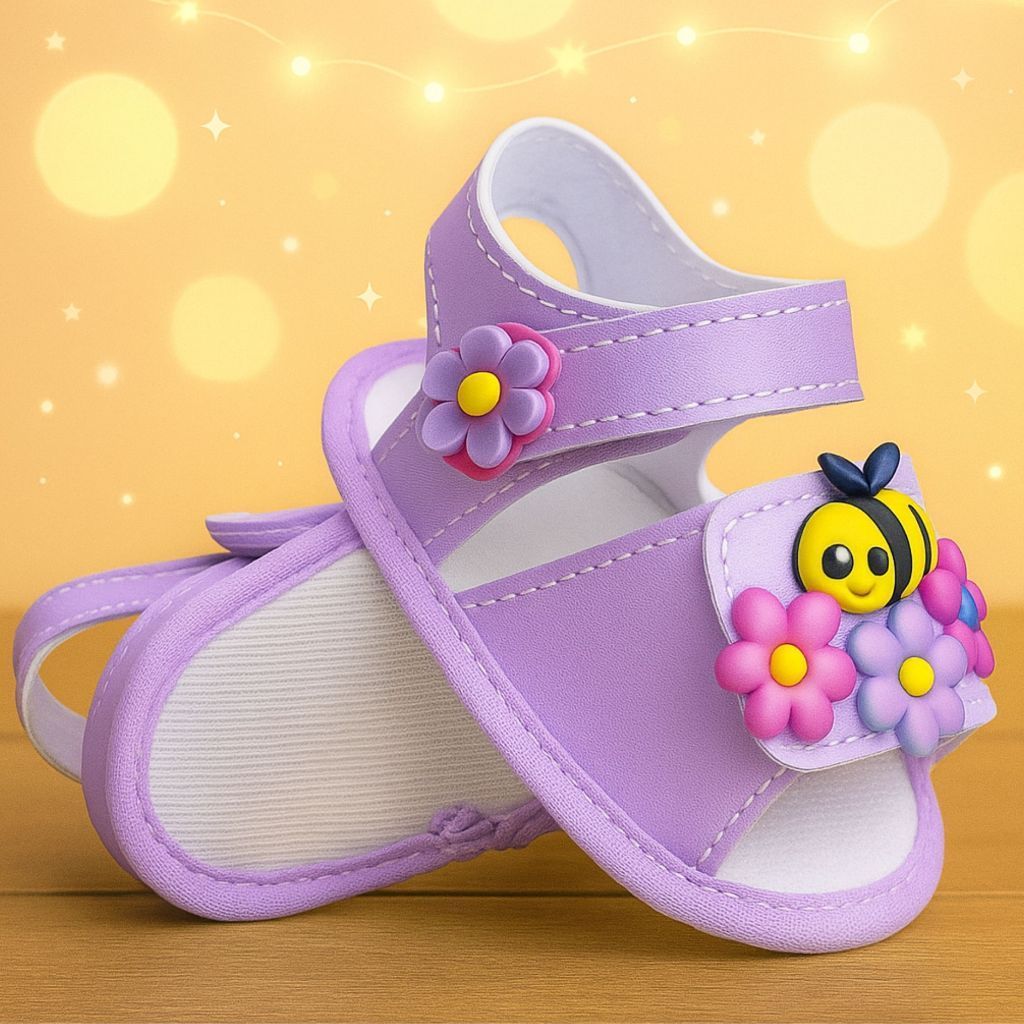 Sandália Infantil Menina Bebê Recém Nascida Abelhinha Estilosa E Confortável Promoção