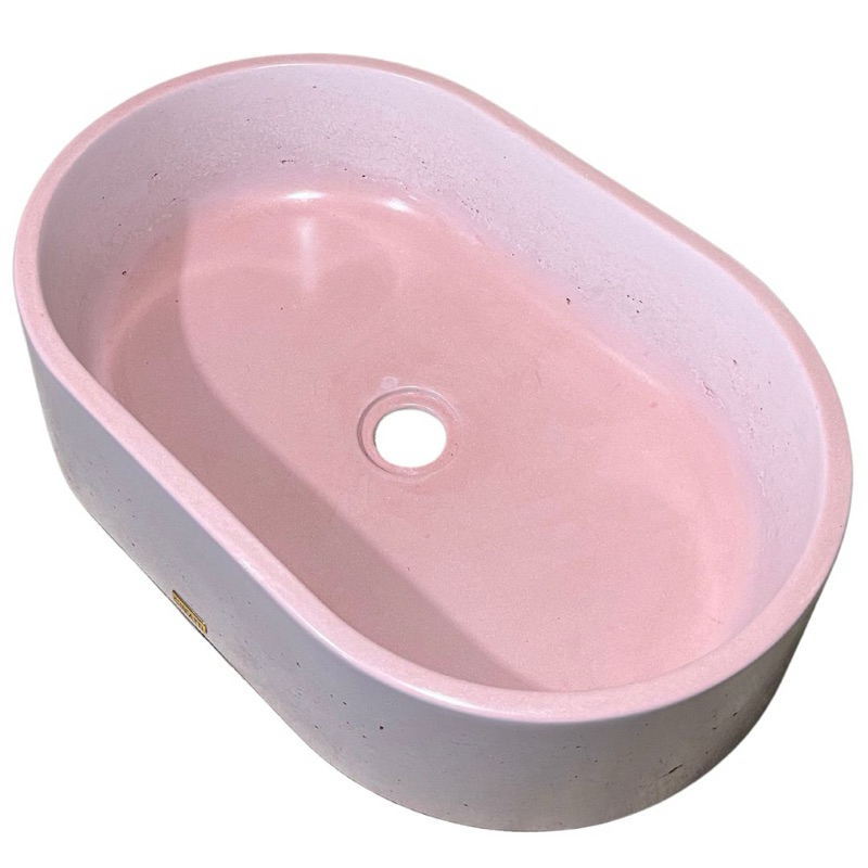 Cuba Rosa Banheiro Lavabo Oval de Apoio Pia Sobrepor Concreto Rosa Rose