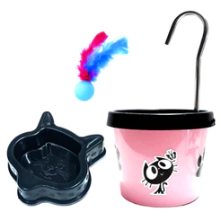 Bebedouro Para Gato Rosa Bebê - Fonte + Comedouro
