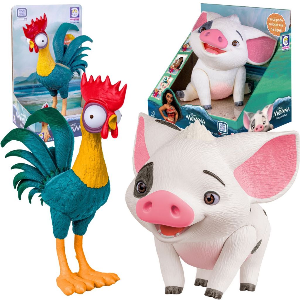 Kit Coleção Moana - Galo Hei Hei - Porco Puá