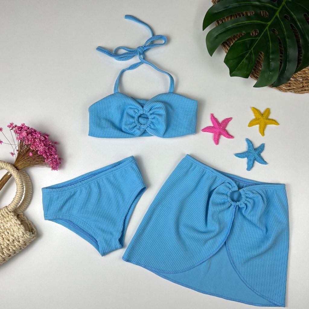 Biquíni Infantil Trijunto 3 Peças Saida De Praia Look Praiano Estiloso Infanto Juvenil Moda Praia em Oferta na Shopee