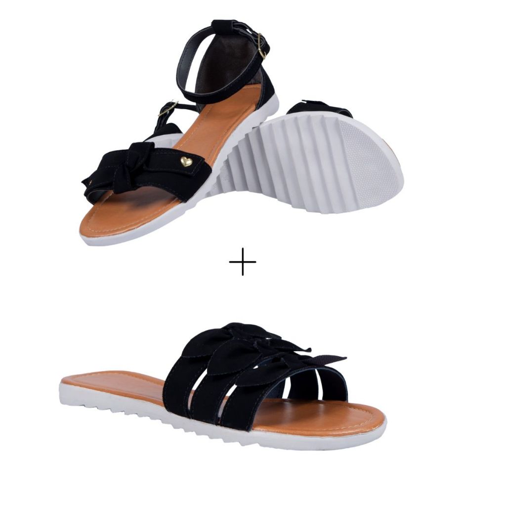 Sandália Feminina Rasteirinha Casual Básico Kit com Dois Pares Forma Normal Dia a Dia