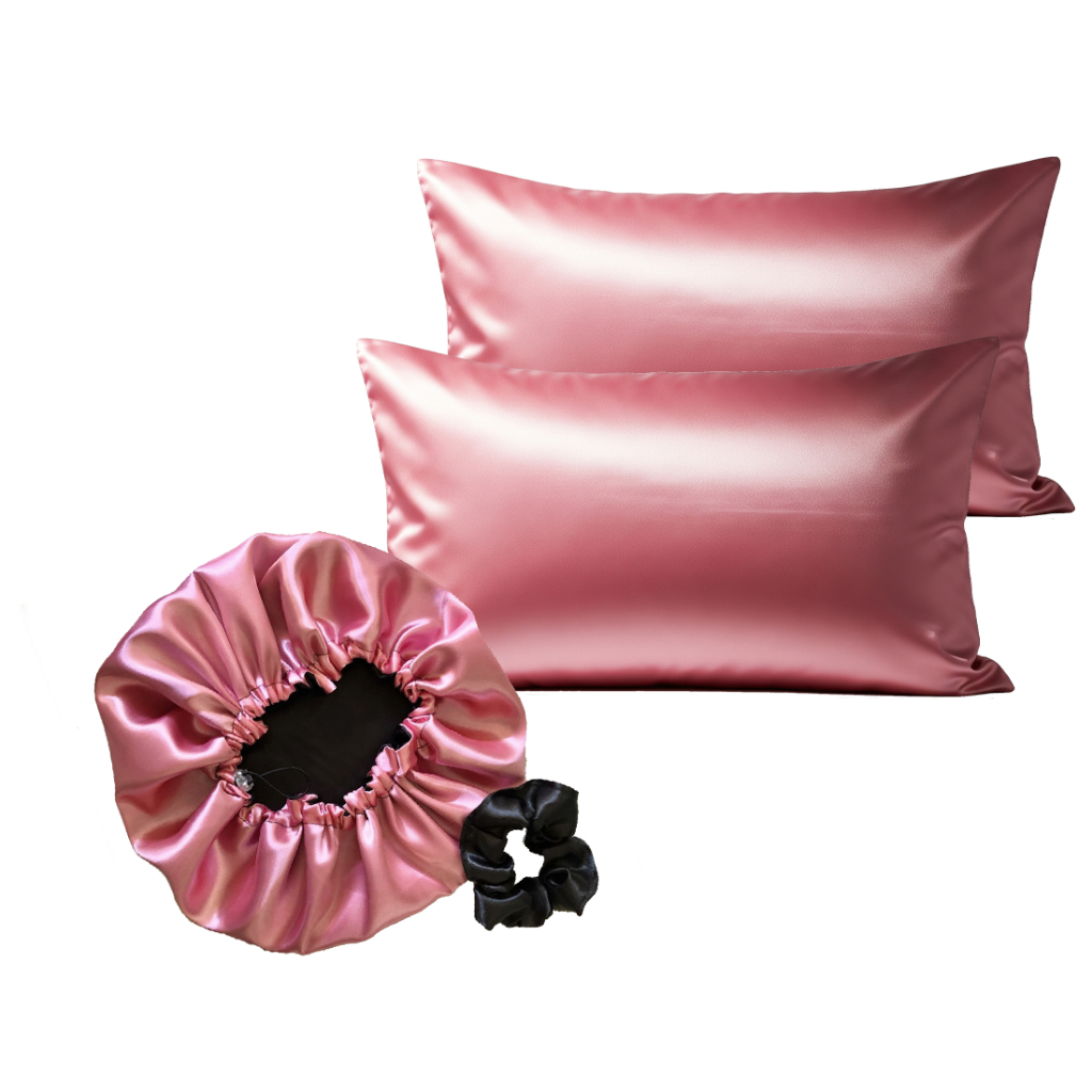 Kit Touca De Cetim Dupla Face Premium + 2 Fronha De Cetim em Oferta na Shopee