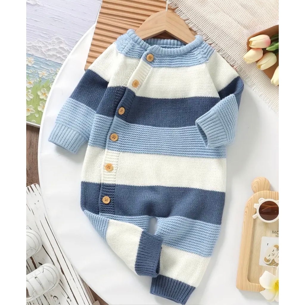 Macacão para bebê Tricô Sonho Azul