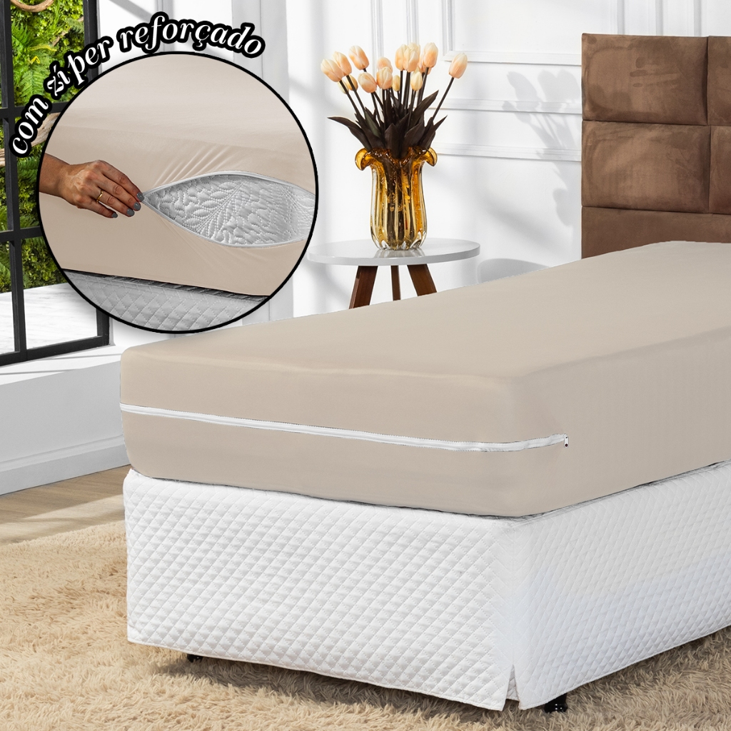 Capa Para Colchão Malha Gel Solteiro Com Zíper Cores Lisas em Oferta na Shopee