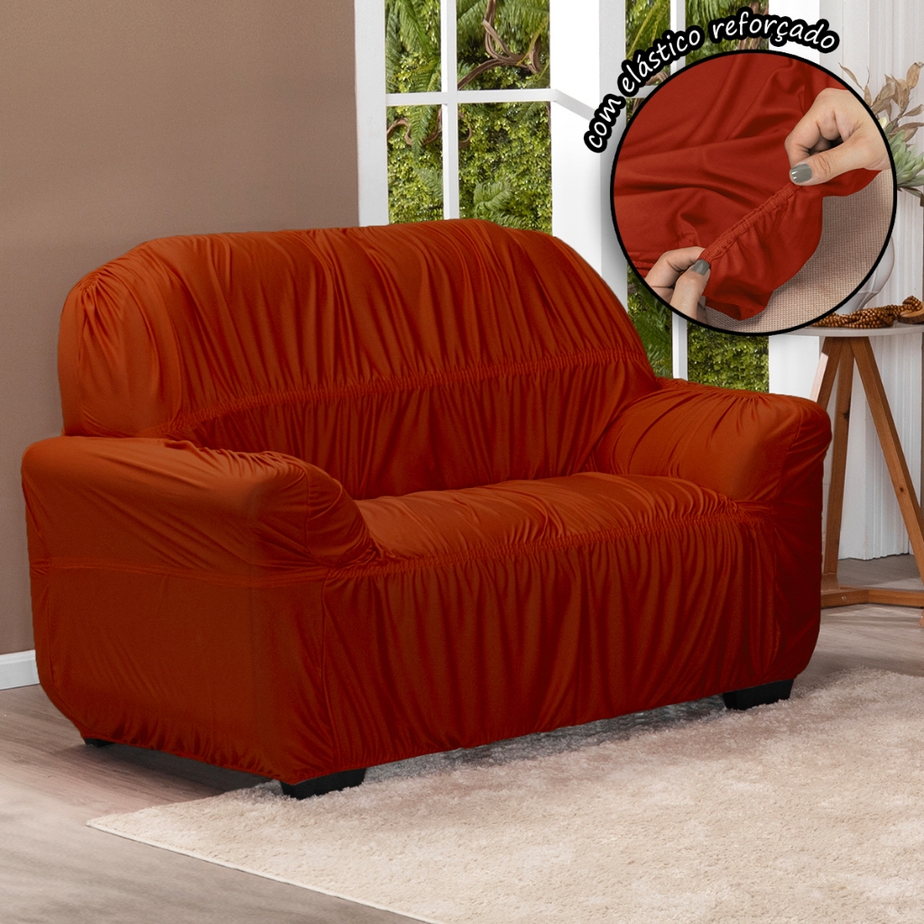 Capa De Sofá Elasticada 2 Lugares Malha Várias Cores