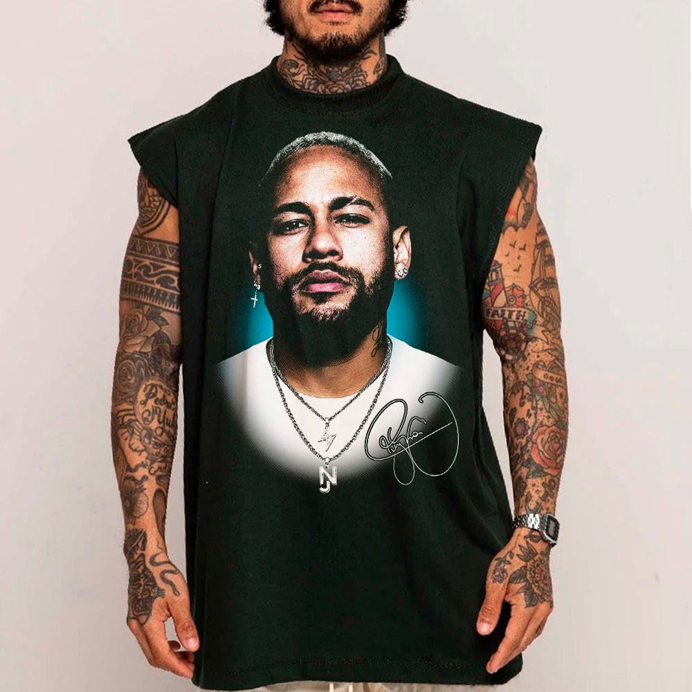 Camiseta Regata Oversized Longa Machão Neymar Arte Street Estilosa Nj Unissex Futebol