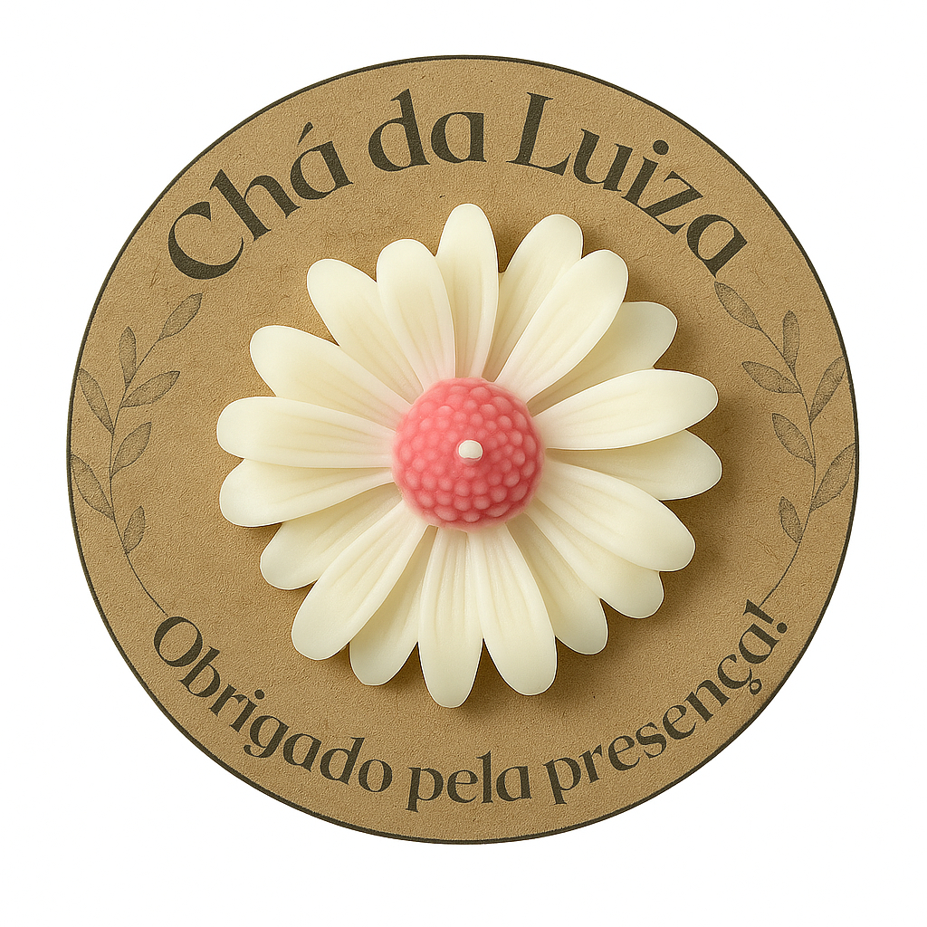 Kit Vela Aromática Flor Margarida rosa cartão personalizado | lembrancinha maternidade, casamento, batizado, aniversário
