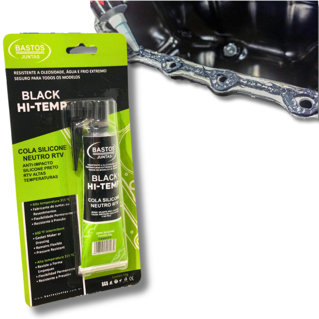 Silicone Alta Temperatura Até 315°C 50g Bastos Black Hi-Temp em Oferta na Shopee