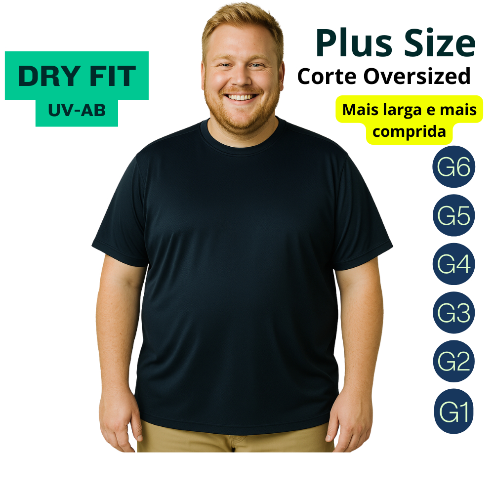 Camiseta Dry Fit Plus Size Masculina Proteção Solar G6 G5 G4 G3 G2 G1 Manga Curta UV-AB 50+ PROMOÇÃO