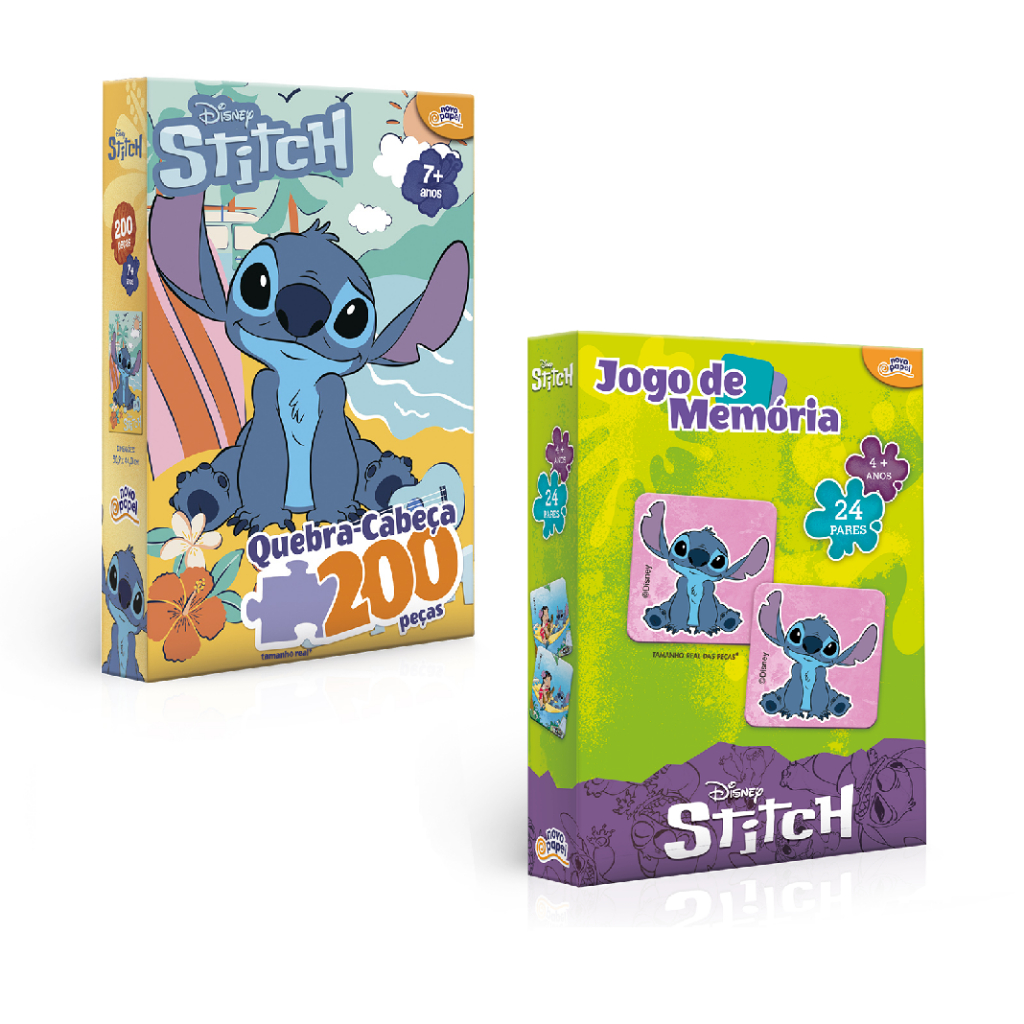 Kit Jogo da Memória & Quebra Cabeça 200 Peças Stitch - Toyster 8075/8093 em Oferta na Shopee