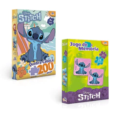 Kit Jogo da Memória & Quebra Cabeça 200 Peças Stitch - Toyster 8075/8093
