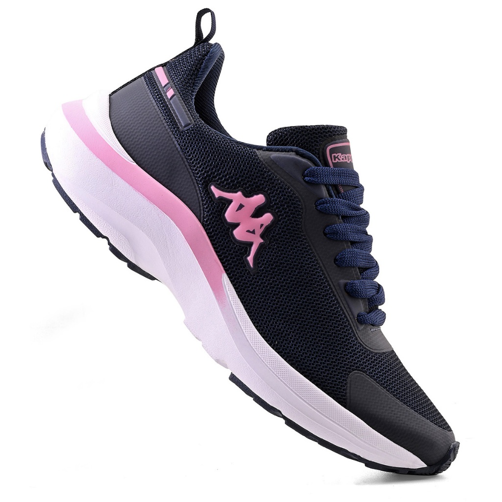 Detalhes do Tênis Kappa Drive Feminino Original Marinho Rosa Corrida Academia Confortável