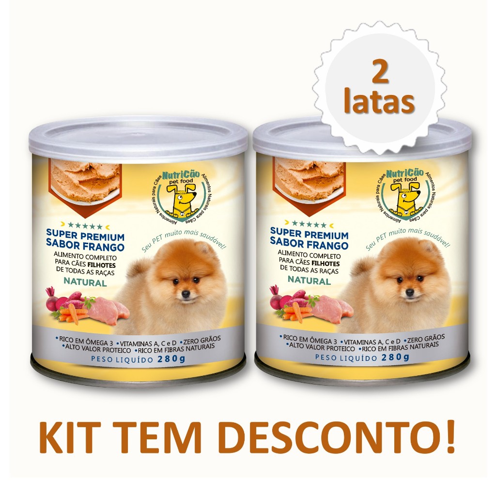 Kit Ração Úmida Patê Natural Cães Filhotes Sabor Frango NutriCão Pet Food Max Benefíci Ração Molhada