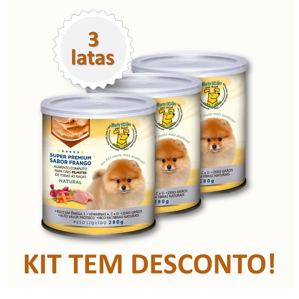 Kit Ração Úmida Patê Natural Cães Filhotes Sabor Frango Maxima Saúde NutriCão Pet Food Ração Molhada