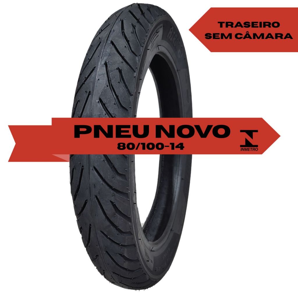 PNEU NOVO TRASEIRO BIZ SEM CAMARA 80-100-14 49L BIZ 100 / BIZ 125 / POP