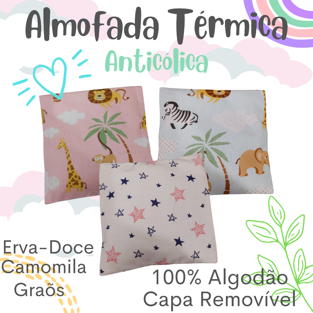Almofada/Bolsa térmica de ervas e sementes anti cólica para bebês - 13x12 em Oferta na Shopee