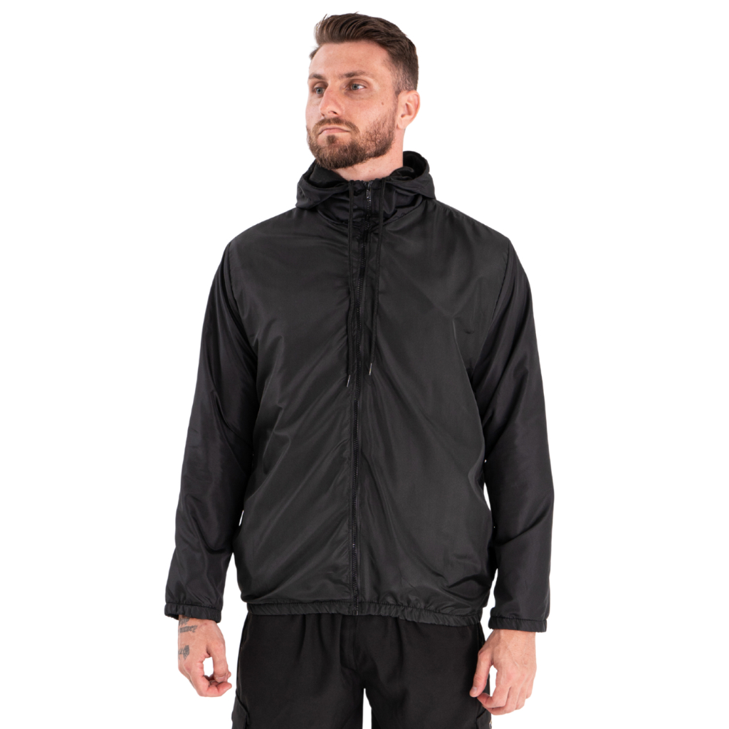 Jaqueta Corta Vento Forrada Impermeável Capuz Gola Alta