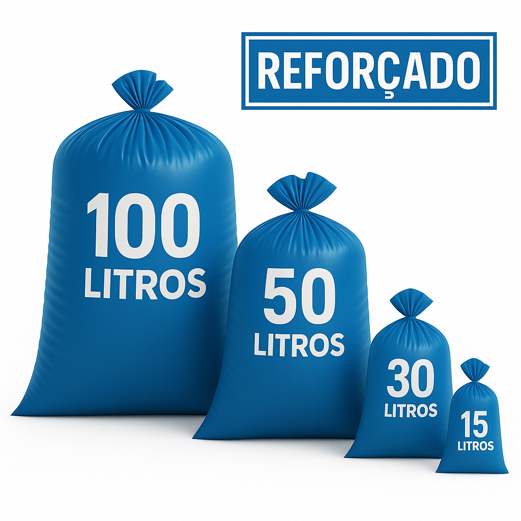 Sacos De Lixo Azul Resistente Reforçado Uso Pesado Embalar ( 100L / 50L / 30L / 15L ) em Oferta na Shopee