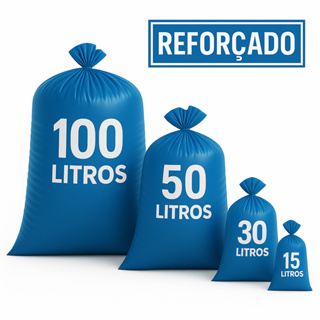 Sacos De Lixo Azul Resistente Reforçado Uso Pesado Embalar ( 100L / 50L / 30L / 15L ) em Oferta na Shopee